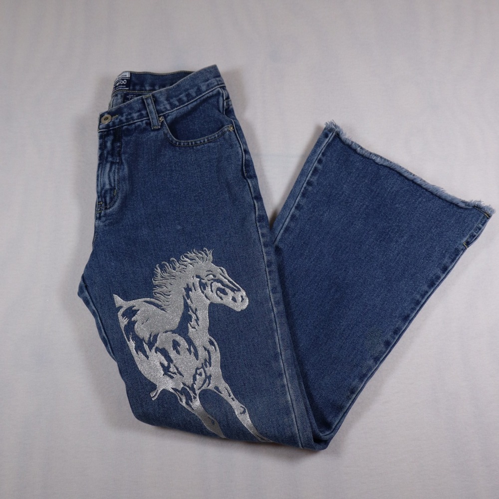 Limited Too Jeans Juniors 7 Horse Graphic Flare Denim Y2K Retro Coastal Cowgirl